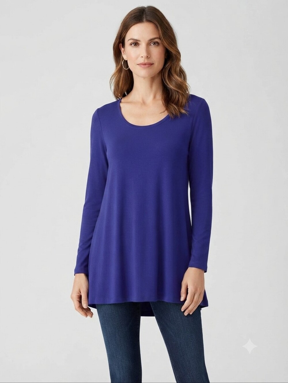 Eileen Fisher Blue Long Sleeve Relaxed Tunic Size Medium